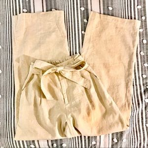 Uniqlo Linen Summer Tie Waist Wide Leg Pants XS